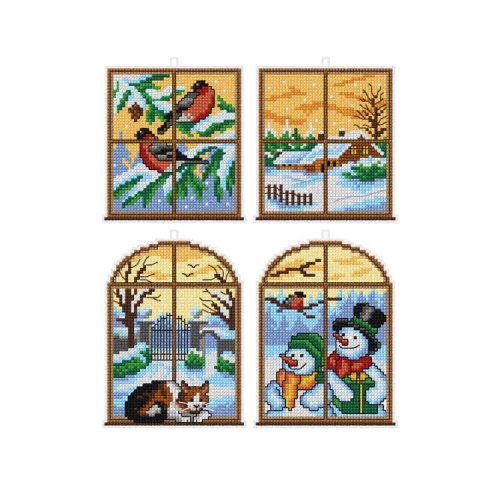 (image for) Winter Windows Plastic Canvas